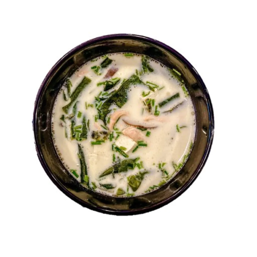Creamy soup miso with salmon